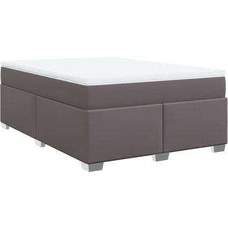 vidaXL Vidaxl - Cama Box Spring Con Colch&oacute;n Cuero Sint&eacute;tico Gris 140x200 Cm