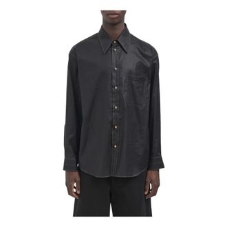 Christophe Lemaire Casual Shirts, male, Black, Size: S Pocket Topstitching Shirt