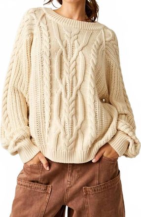 Free People Frankie Cable Sweater In Ivory