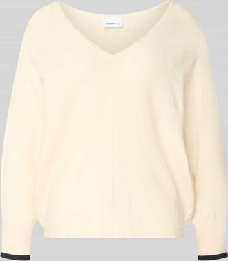 Comma Strickpullover aus Viskose-Mix mit V-Ausschnitt in Offwhite, Gr&ouml;&szlig;e XL