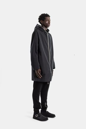 Rick Owens Mens Black Gimp Mac Zipped Hooded Coat