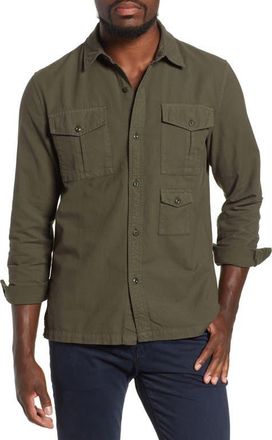 AG - Adriano Goldschmied Pioneer Tri-Pocket Long Sleeve Slim Fit Shirt in Sulfur Oak Grove at Nordstrom, Size Medium