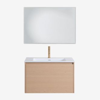 Sklum Conjunto De Mueble De Ba&ntilde;o Suspendido 80x50 Cm En Madera Con Lavabo Integrado Jacob Sklum