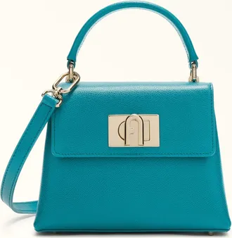 Furla 1927 Borsa A Mano Mini Amatore Blue Blu Pelle Stampata Donna