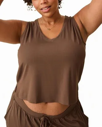 Kindred Bravely Aria Cropped V-Neck Tank in Chocolate at Nordstrom, Size X-Large