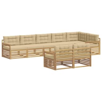 vidaXL Conjunto De Sof&aacute;s De Exterior 8 Uds. Y Beige Poli&eacute;ster Vidaxl