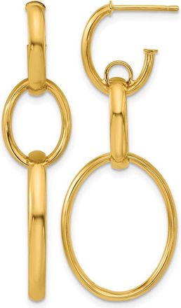 Diamond2Deal 14K Yellow Gold Oval Shape Link Drop Dangle Earrings