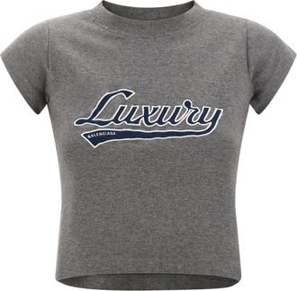 Balenciaga Grey Shrunk Luxury Script T-shirt