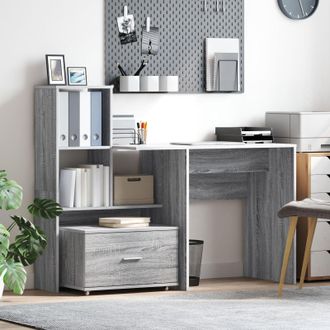 Berkfield Home with Drawer with Shelf with Storage Grey sonoma 131.5 x 50 x 106.5 cm Engineered wood