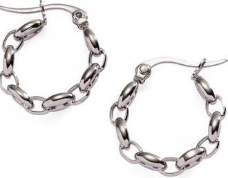 Alex and Ani Frozen Mariner Chain Hoop Earrings in Silver at Nordstrom