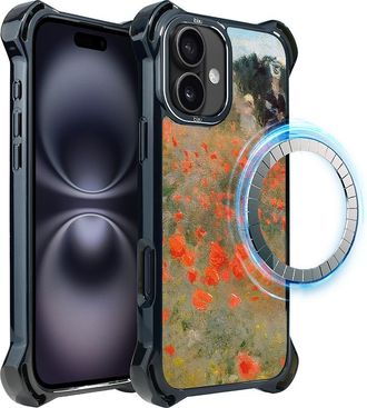 OEM Funda Ibizu Dropguard Ultra Para Iphone 16 Plus Con Magsafe, Dise&ntilde;o De Claude Monet Y Campo De Amapolas