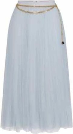 Elisabetta Franchi Rokken, Dames, Blauw, S, Tule, Lange Geplooide Tulle Rok