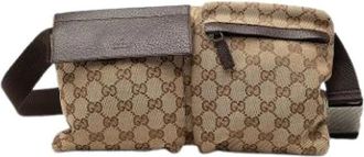 Gucci Pre-owned Canvas Belt Bag - Dames - Vintage Heuptassen - Beige - ONE Size - Leer - Vintage