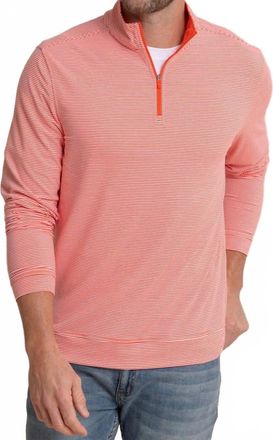 Southern Tide Cruiser Micro-Stripe Heather Quarter Zip Top In Endzone Orange