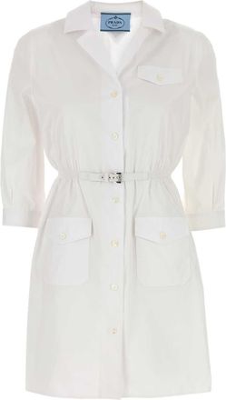 Prada Witte Poplin Hemdress