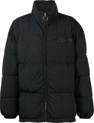 Moschino logo-print padded coat - men - Polyester/Polyamide/Polyamide - 48 - Black