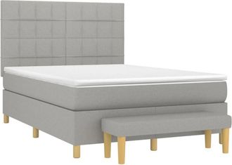 vidaXL Vidaxl - Cama Box Spring Con Colch&oacute;n Tela Gris Claro 140x190 Cm