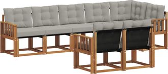 vidaXL Conjunto De Sof&aacute;s De Exterior 8 Uds. Natural Y Gris Claro Vidaxl