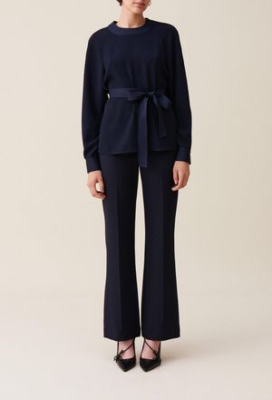 Claudie Pierlot Blouse fluide ceintur&eacute;e marine