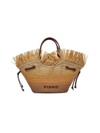 Pinko Womens Beach Bag Beige-Brown Polyester Other