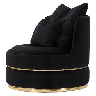 Dmora Poltrona Palang, Con Cojines, Estructura De Madera Noble Y Tela, 84x84x72h Cm, Negro