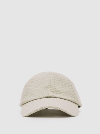 Reiss Oatmeal Herringbone Cap With Wool