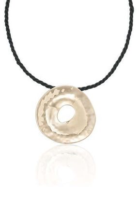 Ettika Hammered Donut Pendant Cord Necklace in Gold at Nordstrom Rack