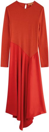 Stine Goya Wool and Satin Midi Dress - Orange - XL (UK16 /xl)