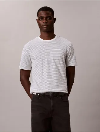 Calvin Klein Mens Supima Cotton Stripe Tee - White - 2XL