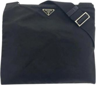 Prada Pre-owned Nylon Tessuto Triangle Logo Schoudertas - Dames - Vintage Schoudertas - Zwart - ONE Size - Nylon - Vintage