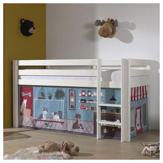M&S Collection M&s - Cama De Media Altura 90x200 Con Somier Y Funda Pet Shop Vipack Pino Blanco