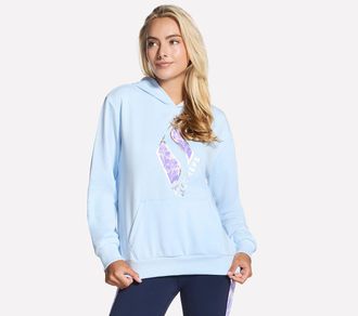 Skechers Kapuzensweatshirt SKECHERS Womens Hoodie, Damen, Gr. XXL (50/52), rain blau, Obermaterial: 54% Baumwolle, 46% Polyester, Sweatshirts Kapuzensweatshirt