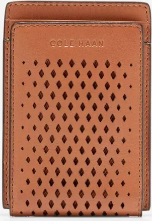 Cole Haan Mens Washington Perforated Card Case - Brown