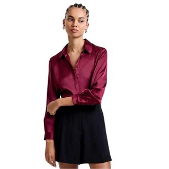 French Connection Dames/Dames Irina Satijnen Shirt Met Lange Mouwen (Rood)