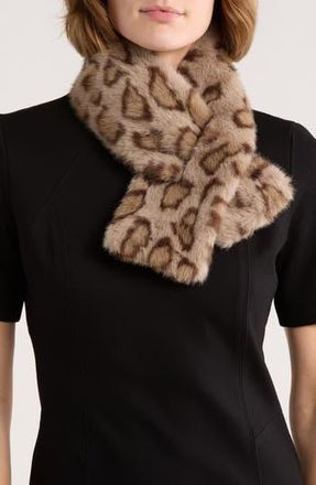 La Fiorentina Animal Print Faux Fur Pull-Through Scarf in Beige at Nordstrom Rack