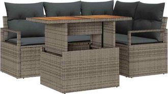 vidaXL Garden Sofa Set with Storage 5 pcs Grey Poly rattan vidaXL