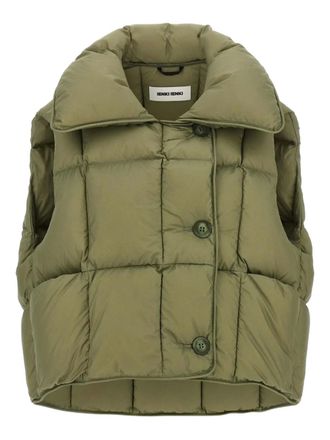 Ienki Ienki Cozy Cloud quilted pillow-collar vest - women - Goose Down/Nylon/Nylon/Goose Feather - S - Green