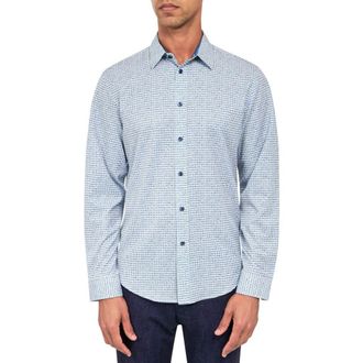 Brooklyn Brigade Watercolor Geometric Long Sleeve Shirt in Blue/Green at Nordstrom Rack, Size Xx-Large