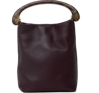 Dries Van Noten Burgundy Leather Shoulder Bag With Resin Handle