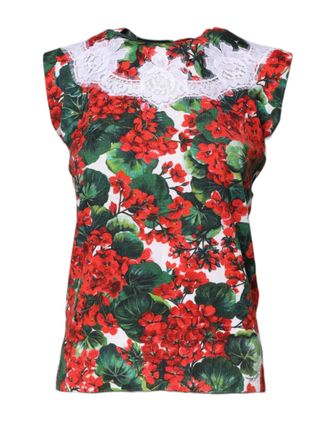 Dolce & Gabbana Womens Multicolor Floral Lace Sleeveless Tank Top Virgin Wool Cotton Nylon