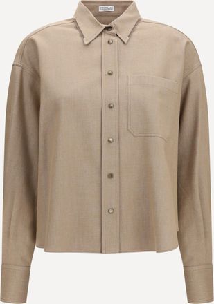 Brunello Cucinelli No Fade Sparkling denim Shirt with Shiny Collar Female L