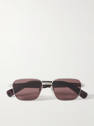 Cartier Occhiali Da Sole In Acetato E Metallo Argentato Con Montatura D-frame Première De Cartier - Argento