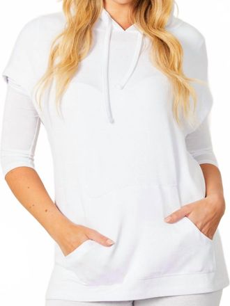 French Kyss Sleeveless Hoodie With Pocket In White