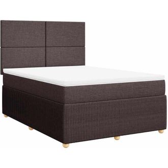 vidaXL Vidaxl - Cama Box Spring Con Colch&oacute;n Tela Marr&oacute;n Oscuro 140x190 Cm