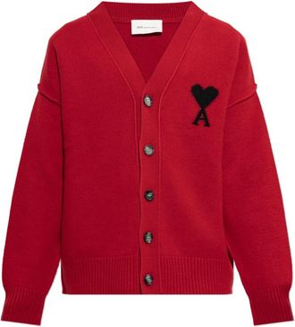 Ami Wool Cardigan - Heren - Vesten - Rood - 3XL - Wol - Truien & Vesten