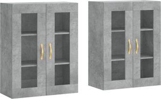 vidaXL Vidaxl - Armarios de pared 2 uds madera de ingeniería gris hormigón