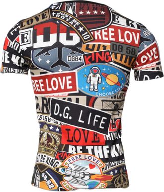 Dolce & Gabbana Mens Collage Patchwork Graphic Tee - Black Cotton - Size EU 44 (Mens)