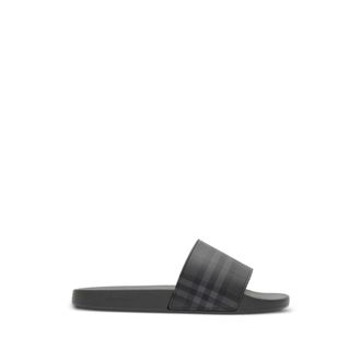 Burberry Check Slides - male - Burberry - Sliders - Black - 12 UK - Shoes