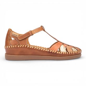 Pikolinos Pikolinos Womens Brown Leather Semi-Open Wedge Sandal Shoes - Cadaques