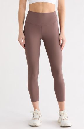 Zella Perform High Waist Rib 7/8 Leggings in Grey Plum at Nordstrom Rack, Size X-Large